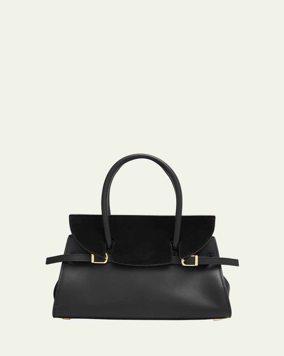 River Small Suede Flap Top-Handle Bag